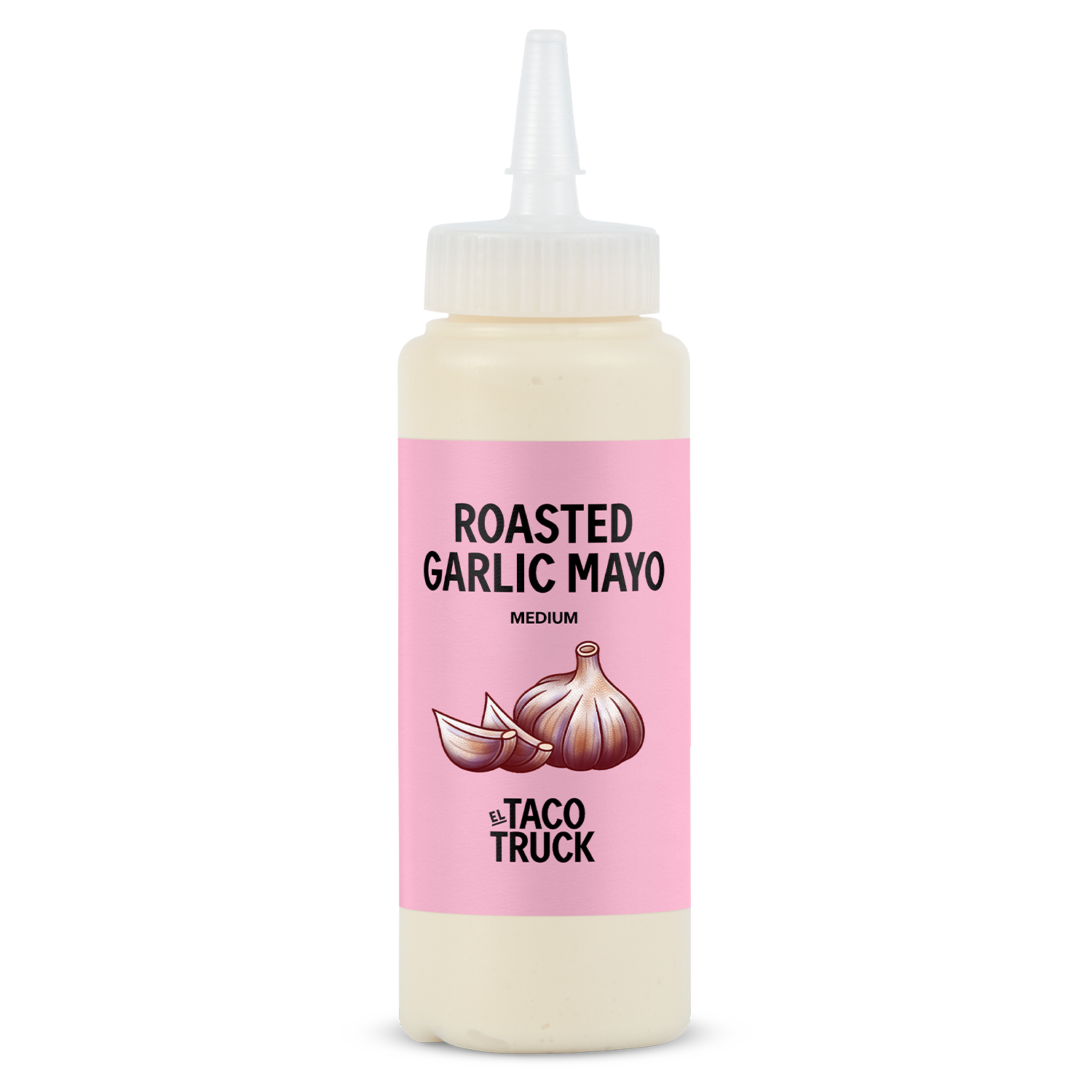 Produktbild av El Taco Trucks veganska Roasted Garlic Mayo. 