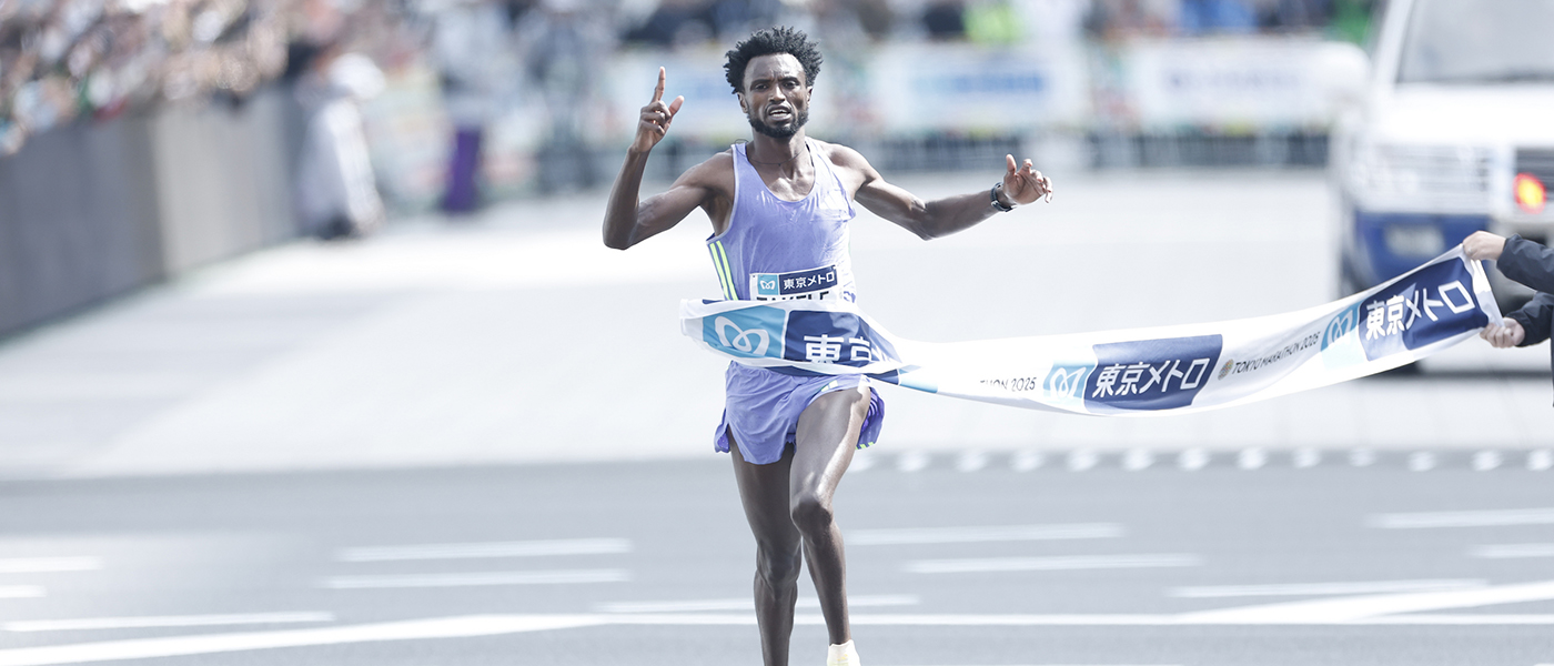 Tadese Takele celebrates winning in Tokyo in 2025