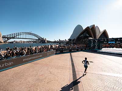 Finish line of the TCS Sydney Marathon