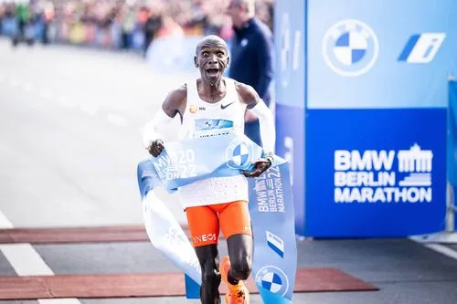 an athlete winning a race