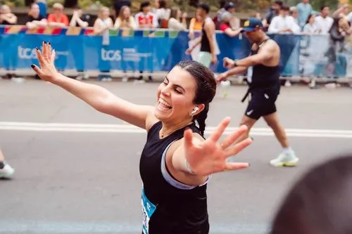 a person happy running