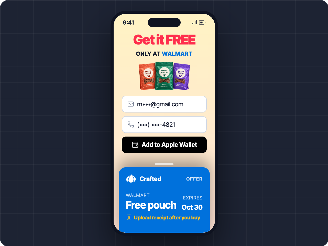 Shopper saves the offer to their phone's wallet