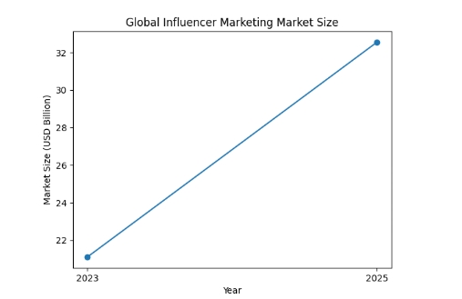 Chart showing global influencer marketing market size growth to $32 billion