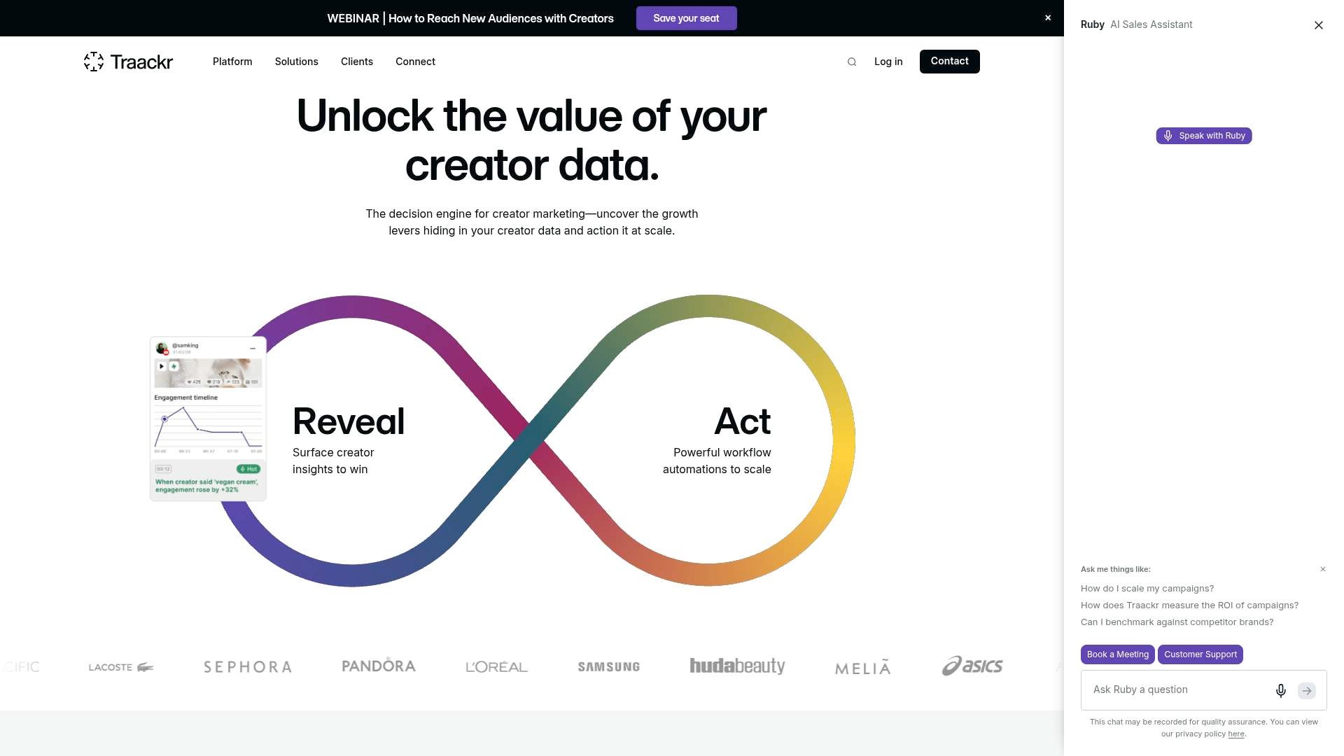 Traackr homepage