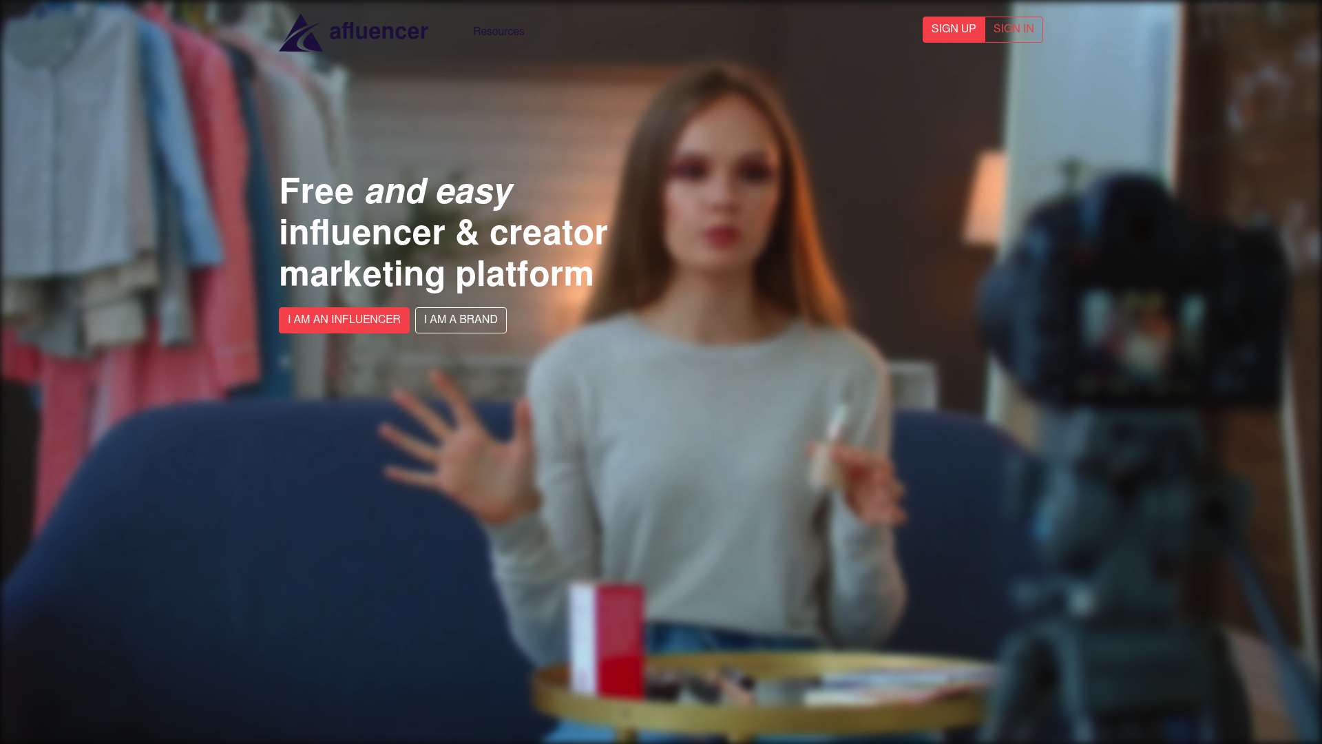 Afluencer homepage