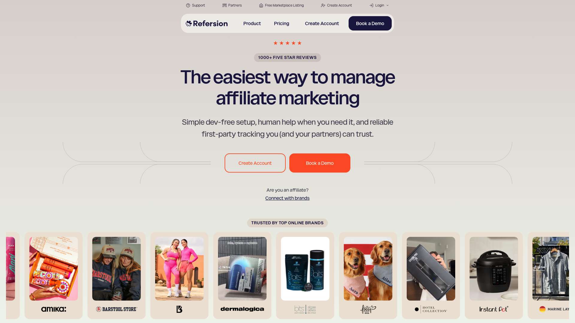 Refersion homepage