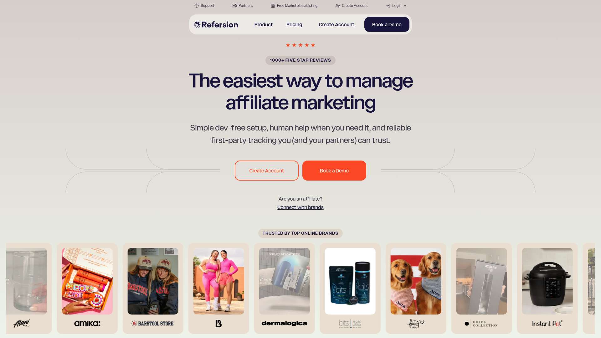 Refersion homepage
