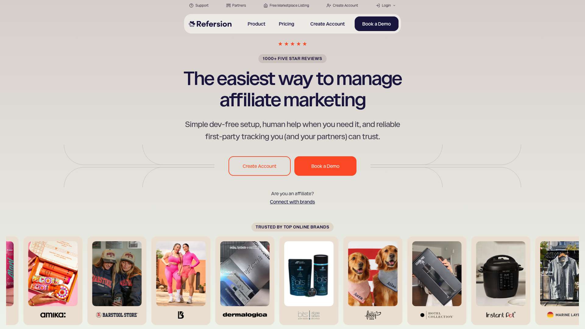 Refersion homepage
