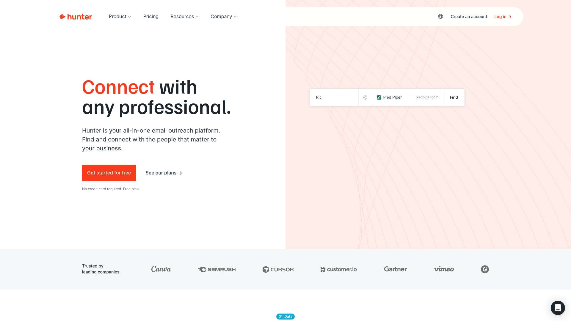 Hunter.io homepage