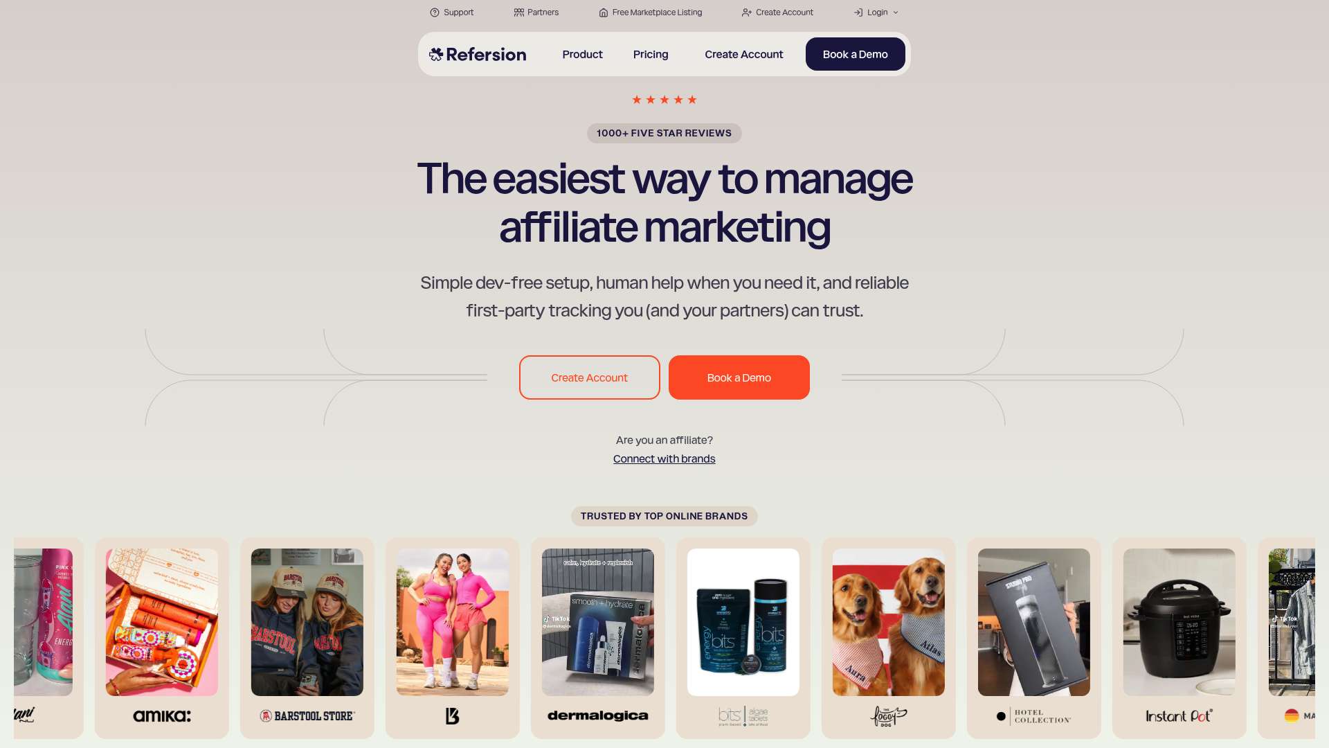 Refersion homepage
