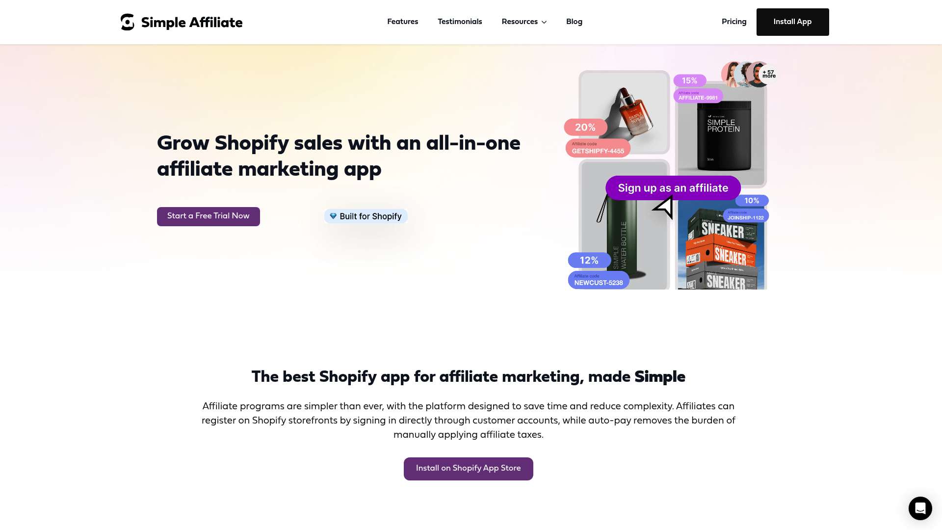 Simple Affiliate homepage