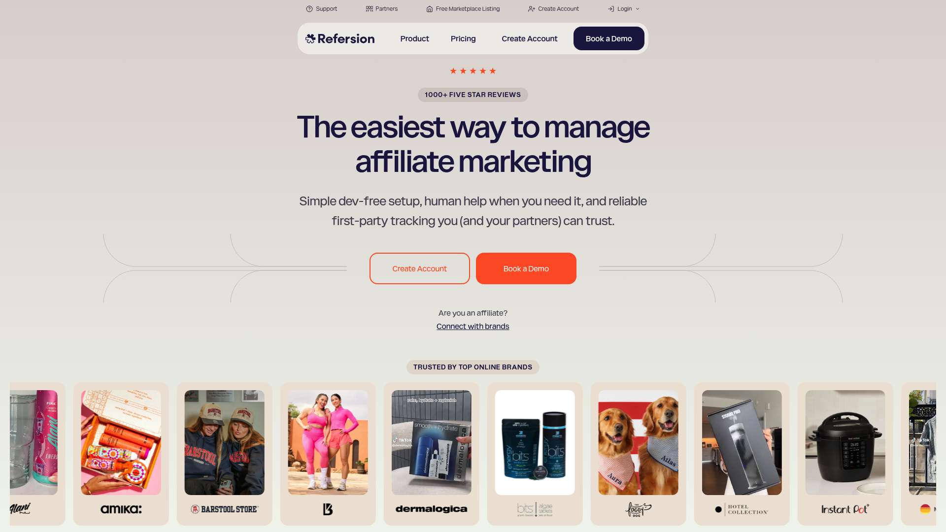 Refersion homepage