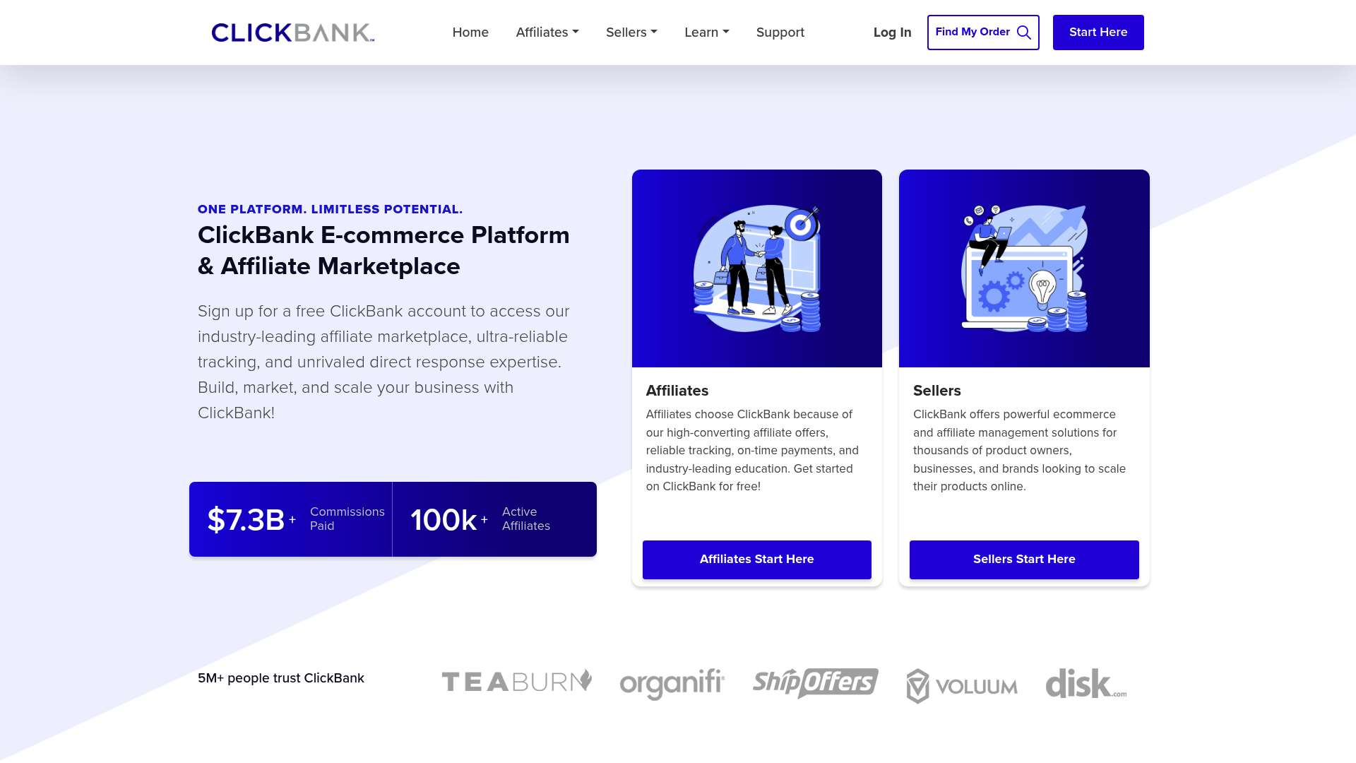 ClickBank homepage