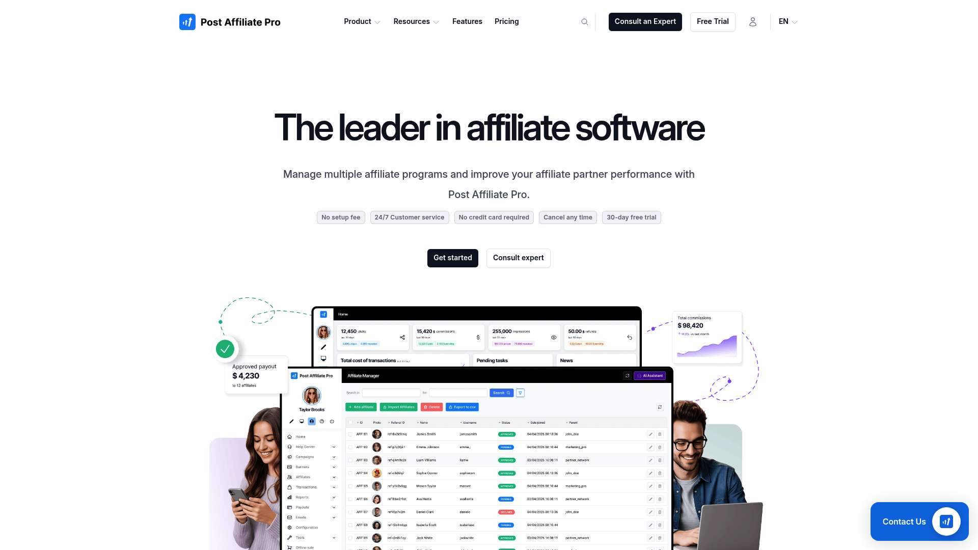 Post Affiliate Pro homepage