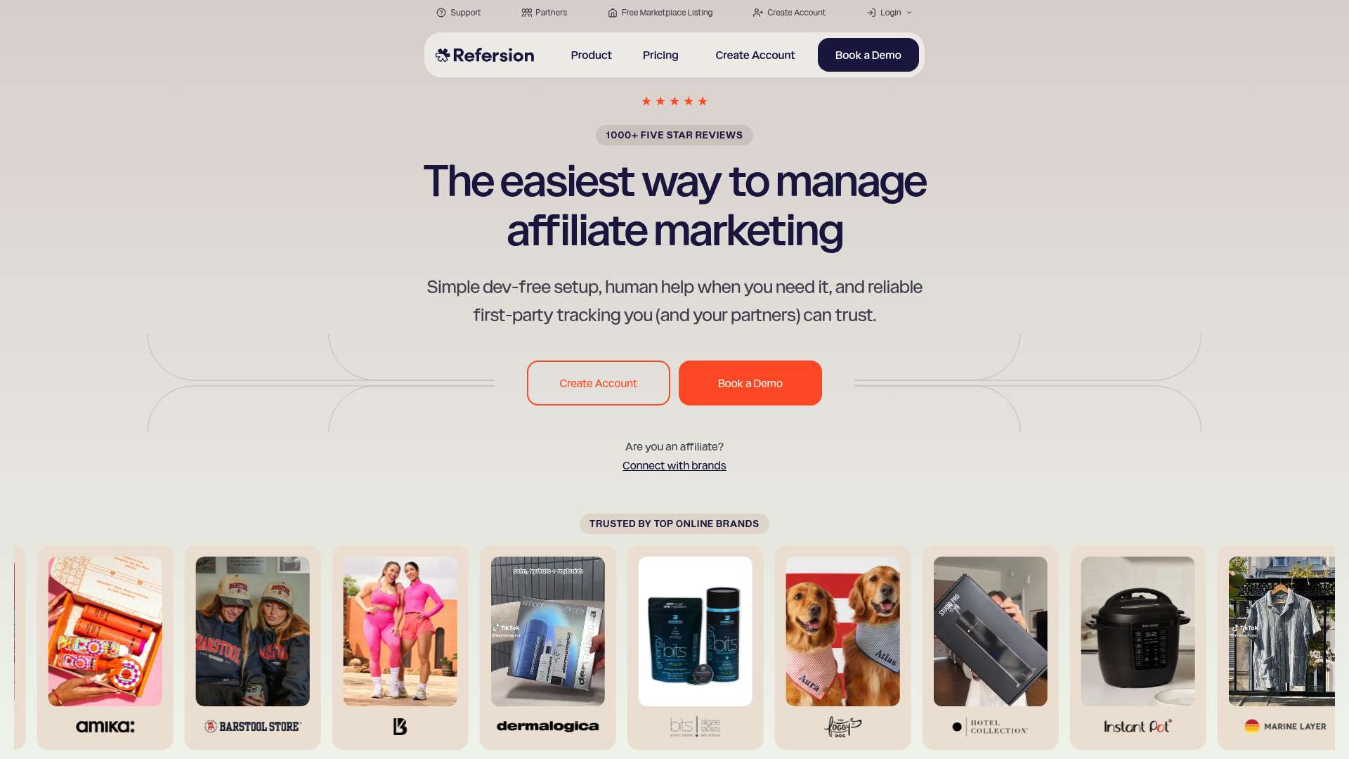 Refersion homepage