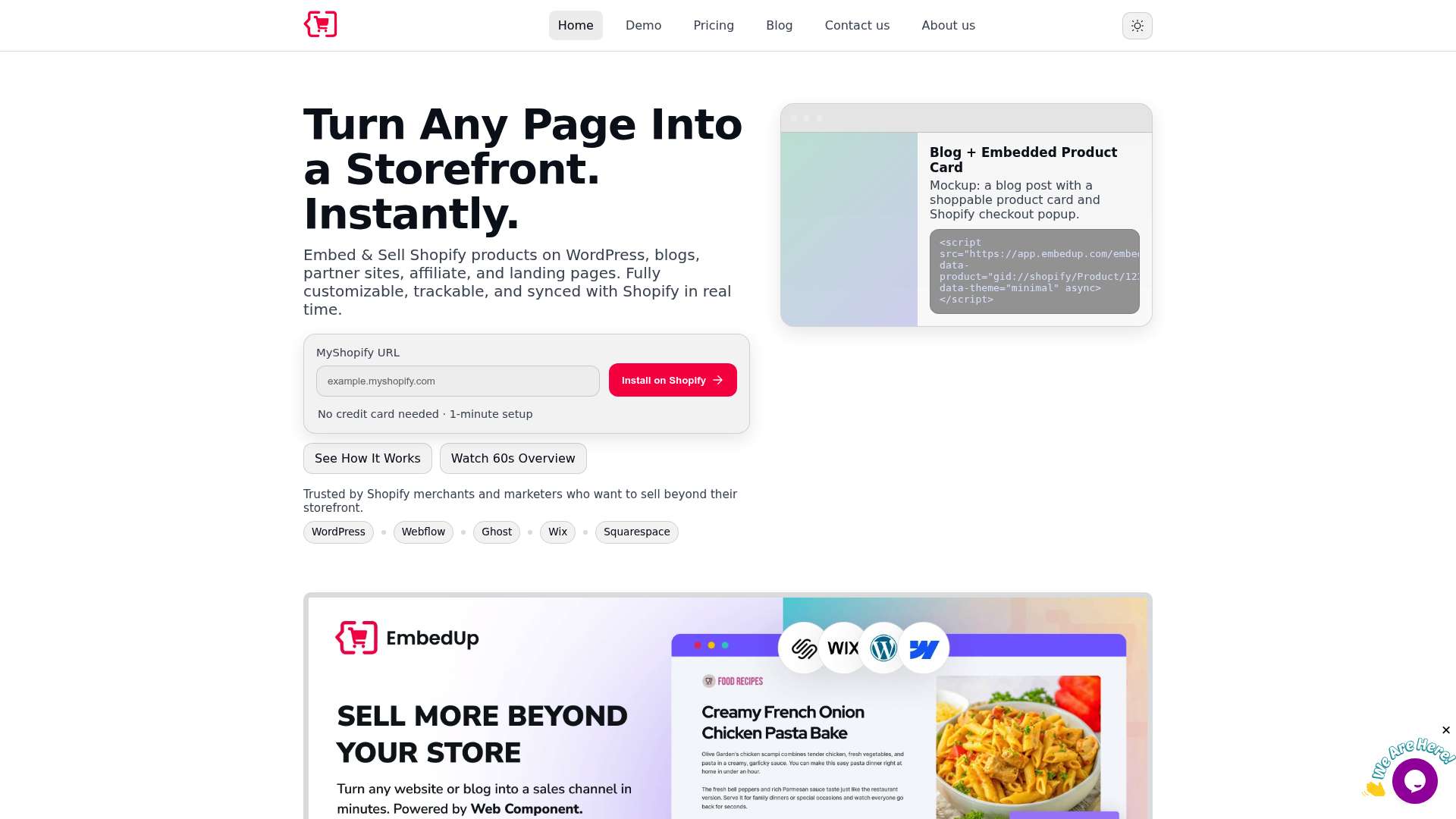 EmbedUp homepage