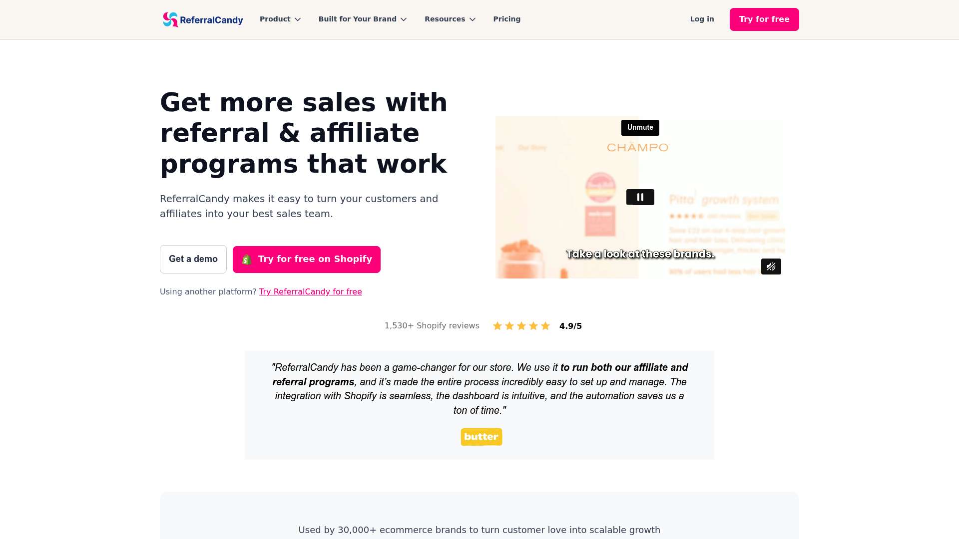 ReferralCandy homepage