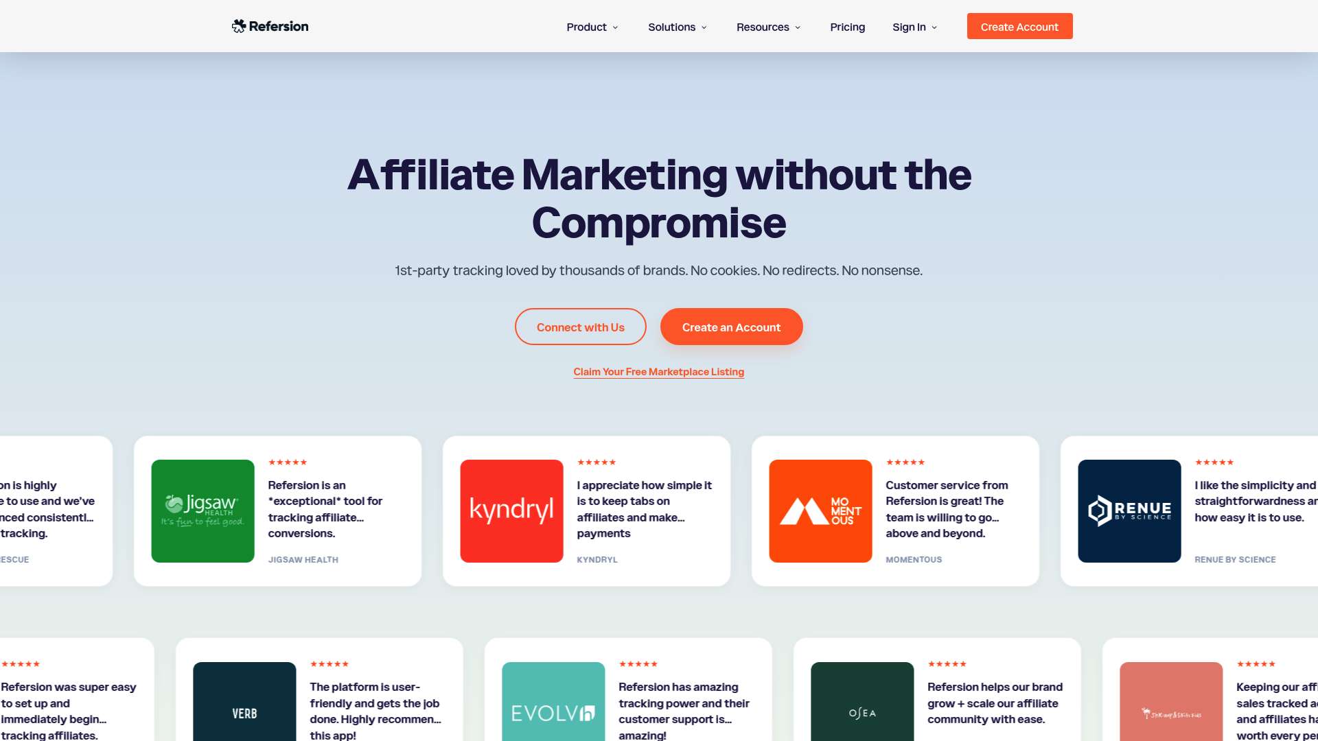 Refersion homepage