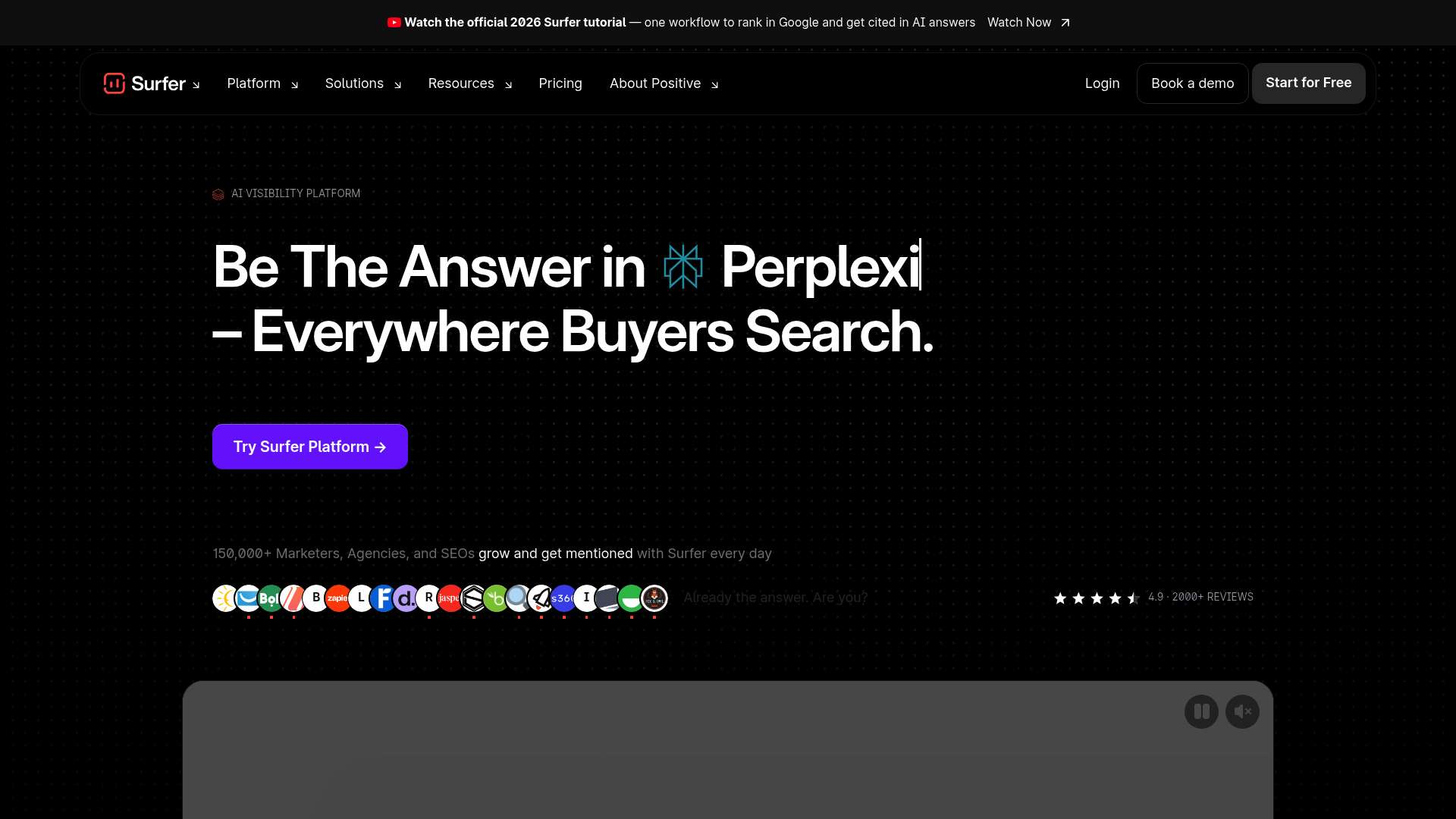 Surfer SEO homepage