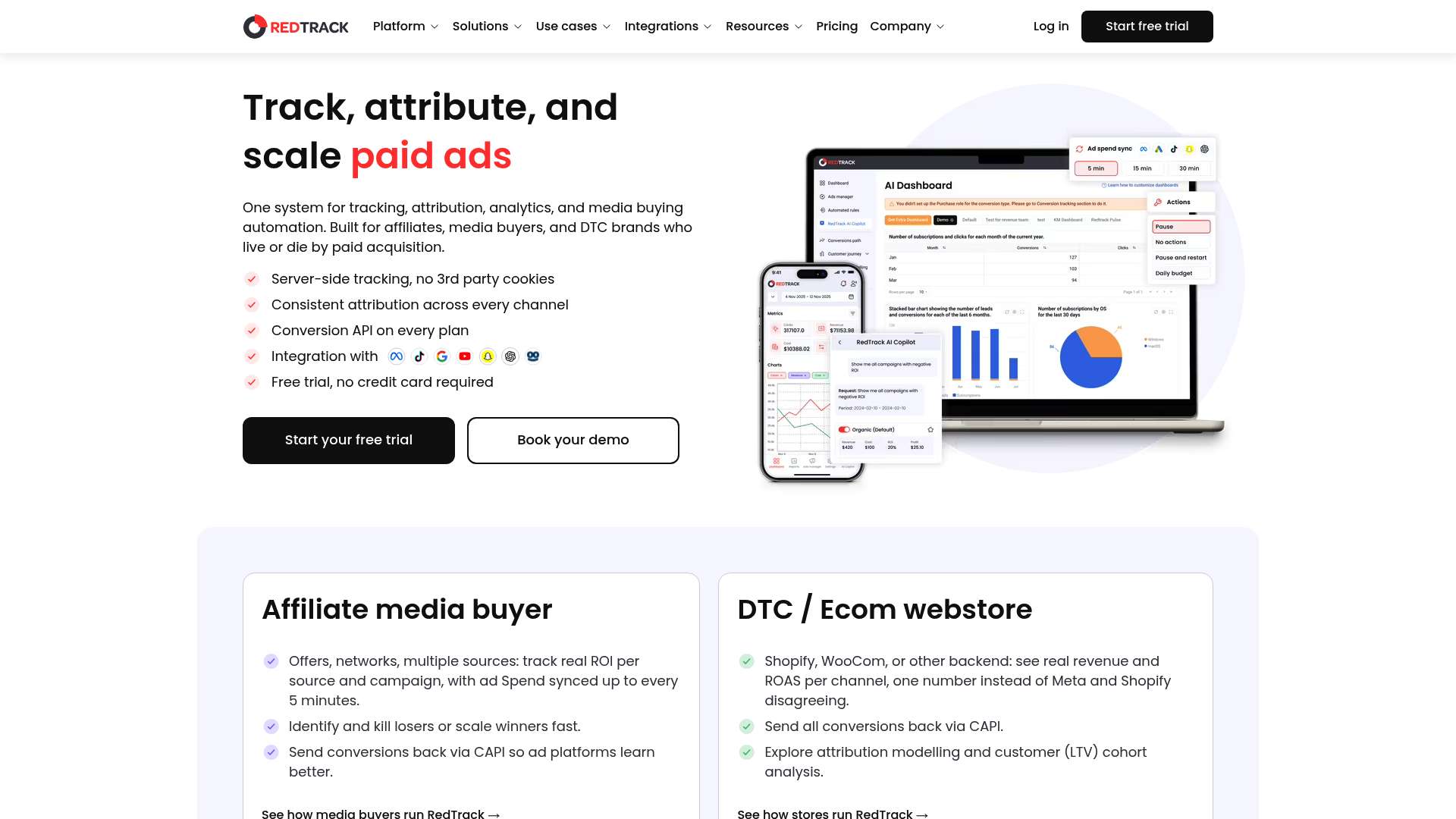 RedTrack homepage