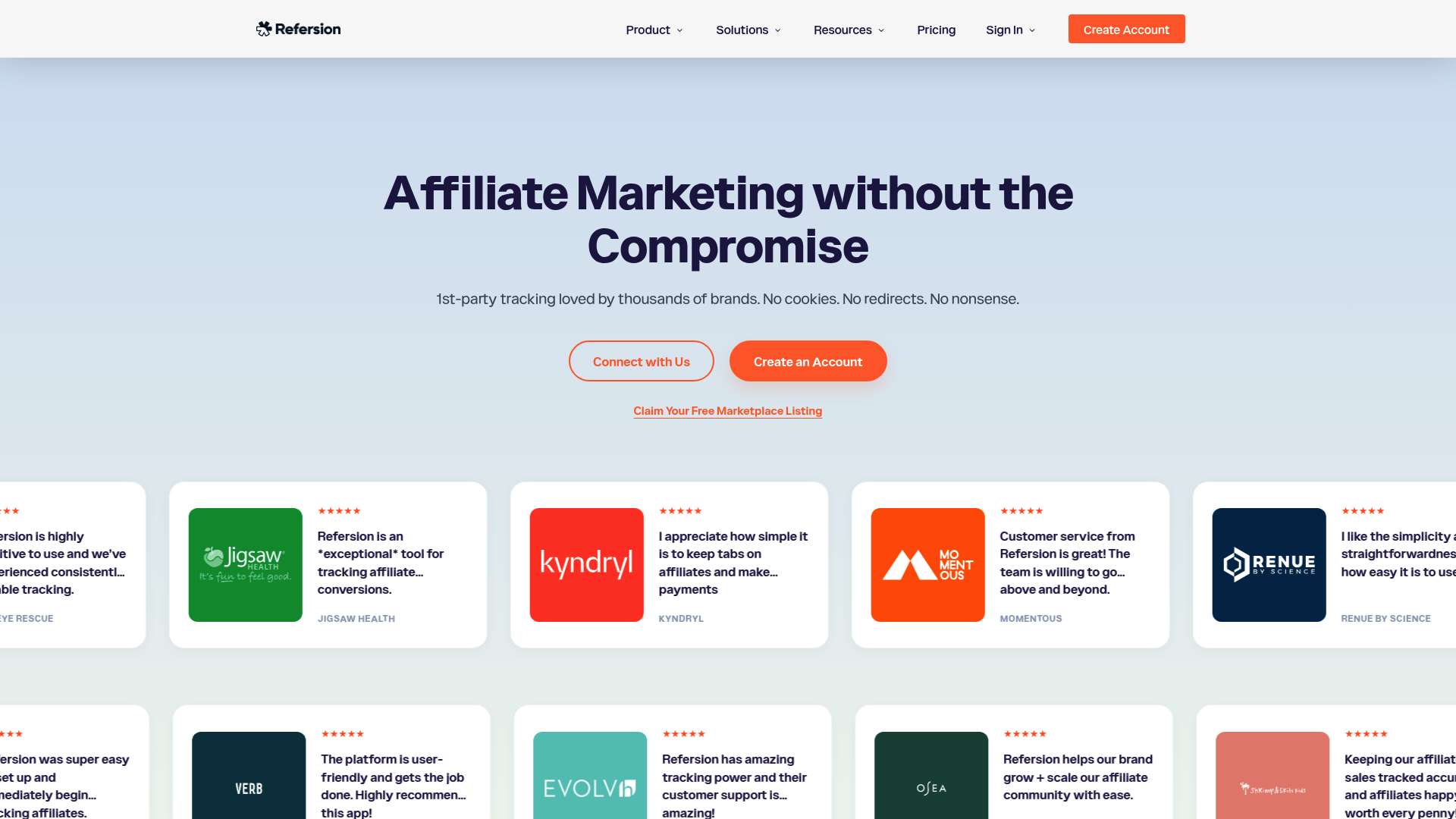 Refersion homepage