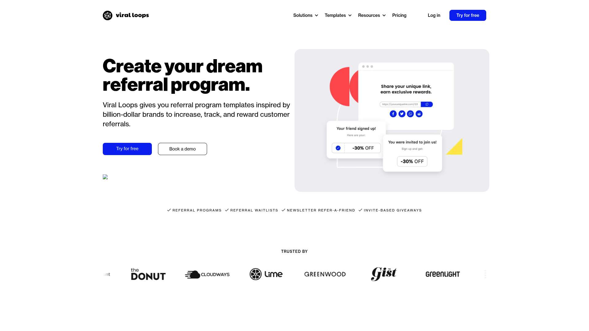 Viral Loops homepage