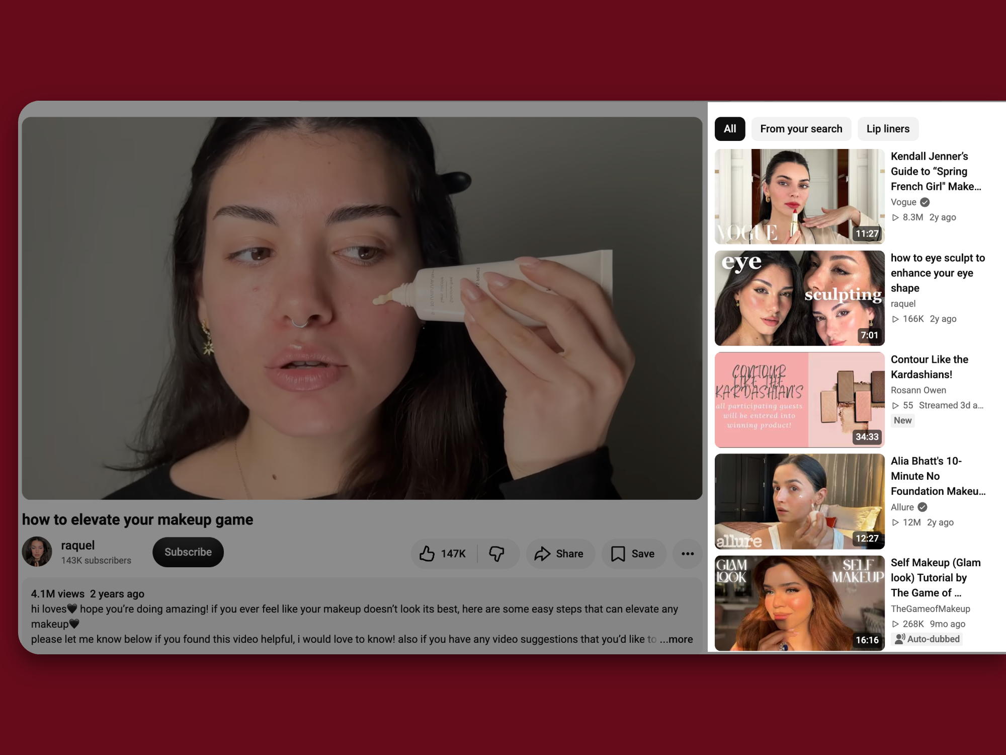 YouTube recommended videos sidebar