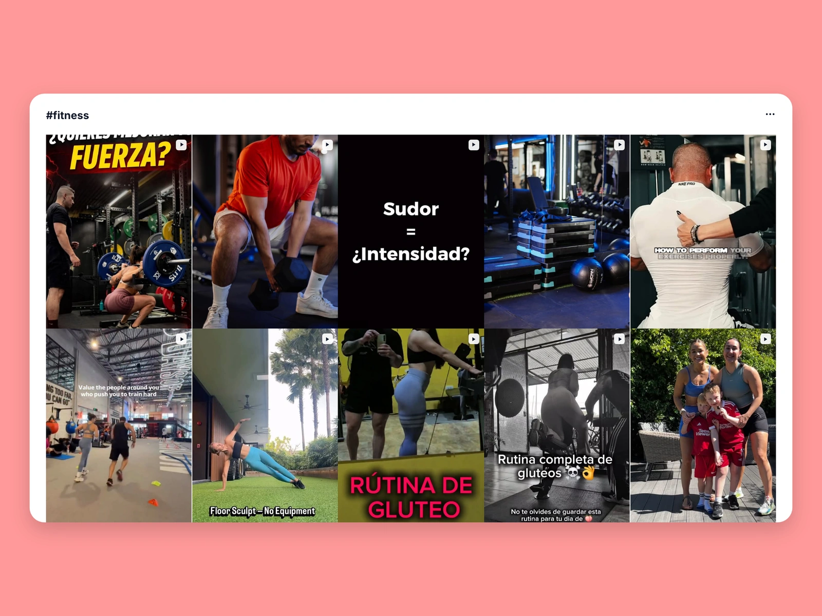 Instagram hashtag results for fitness content