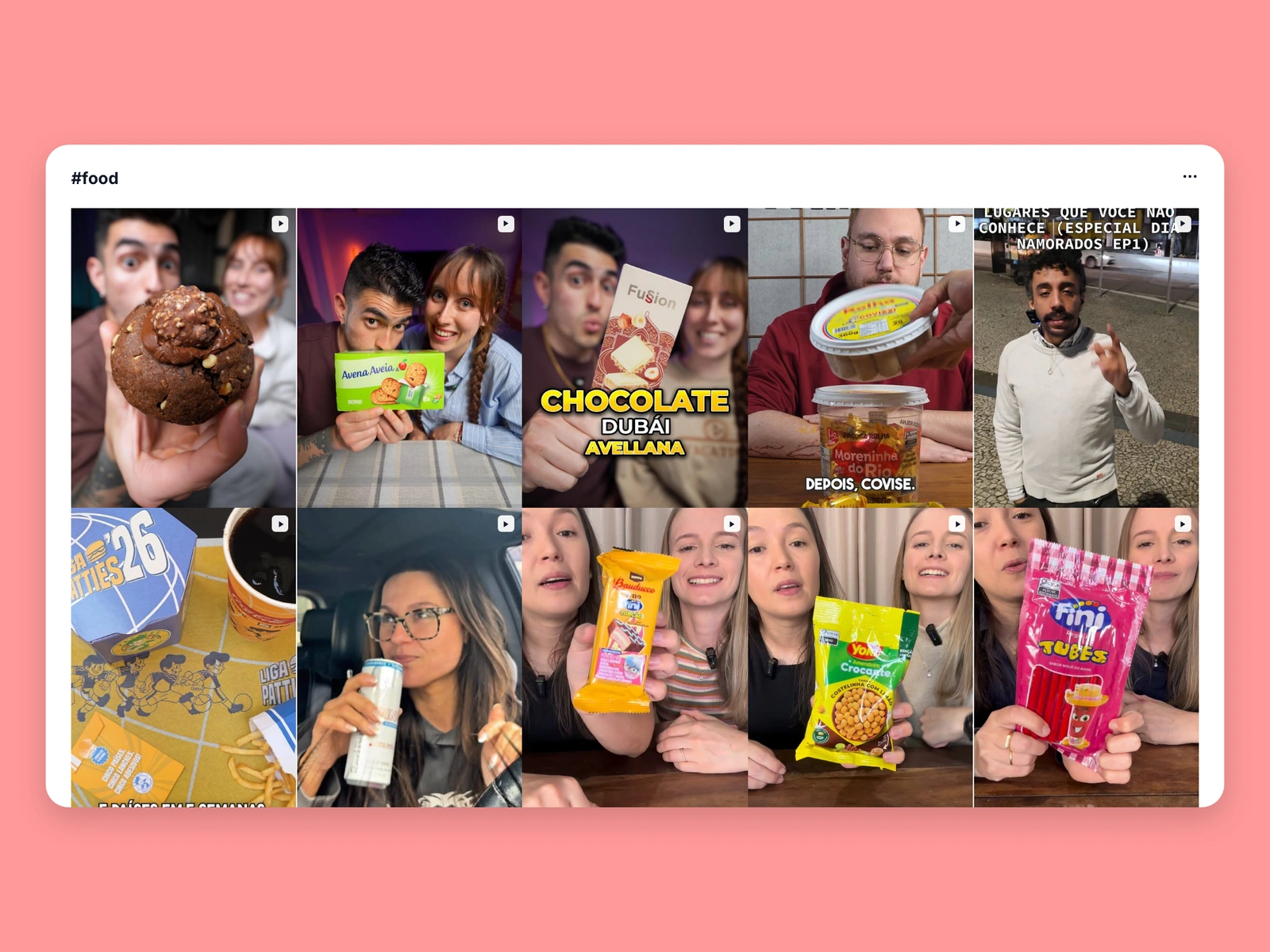 Instagram hashtag results for food content