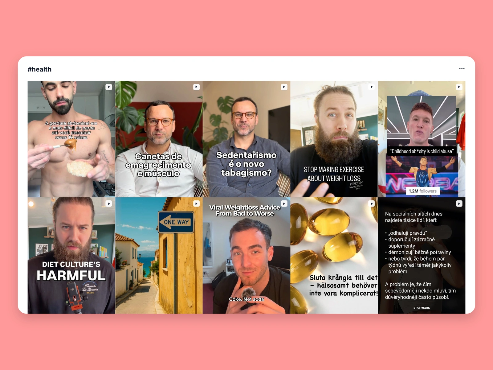 Instagram hashtag results for health content