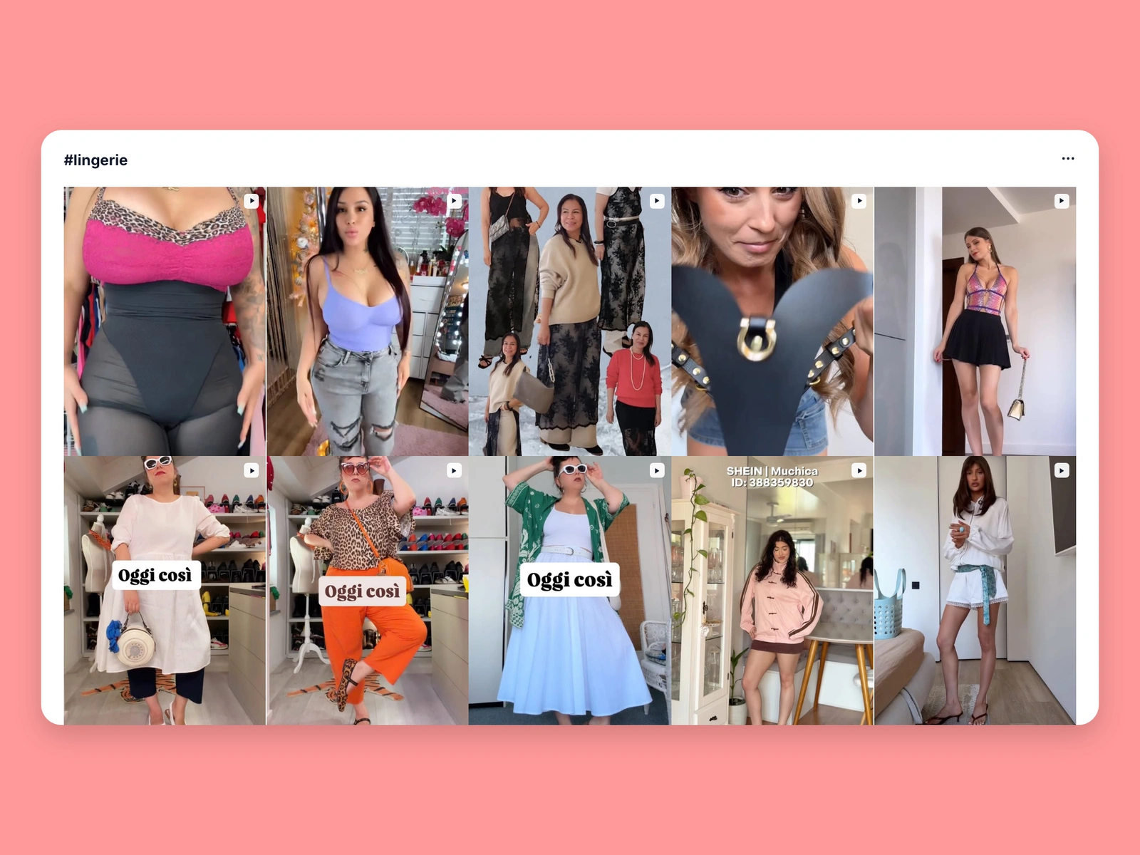 Instagram hashtag results for lingerie content