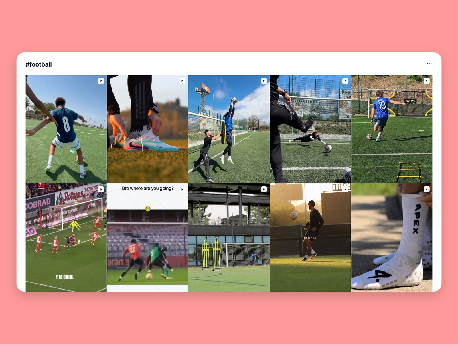 Instagram hashtag results for football content