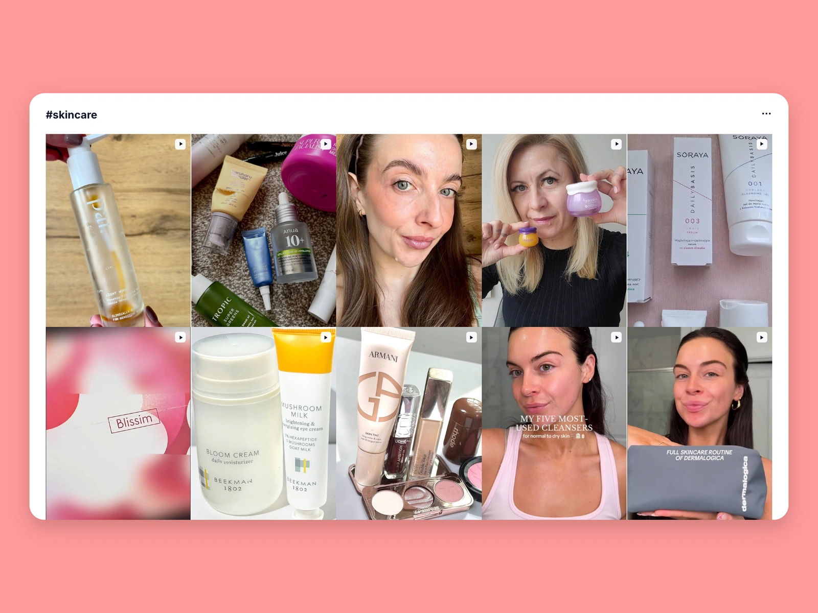 Instagram hashtag results for skincare content