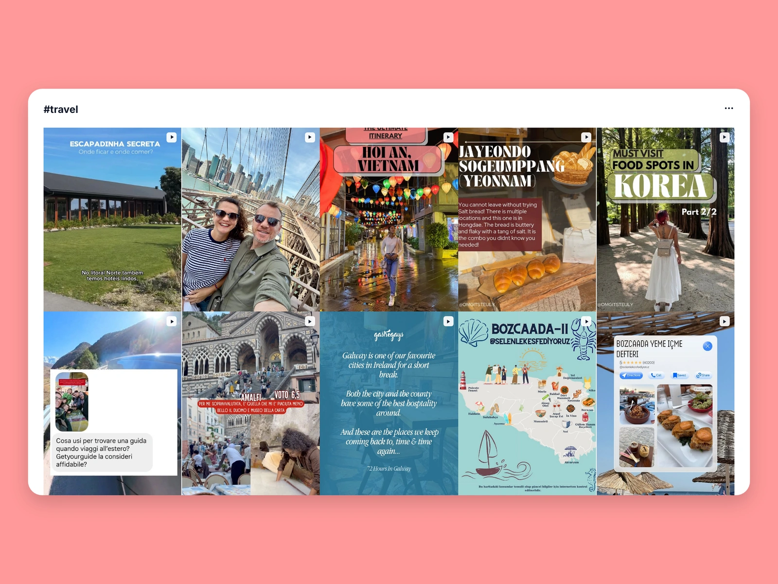 Instagram hashtag results for travel content