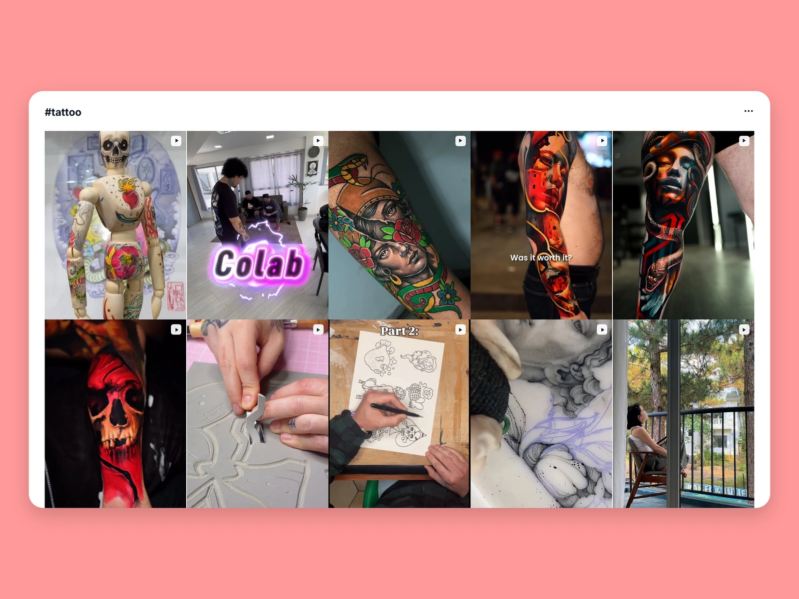 Instagram hashtag results for tattoo content