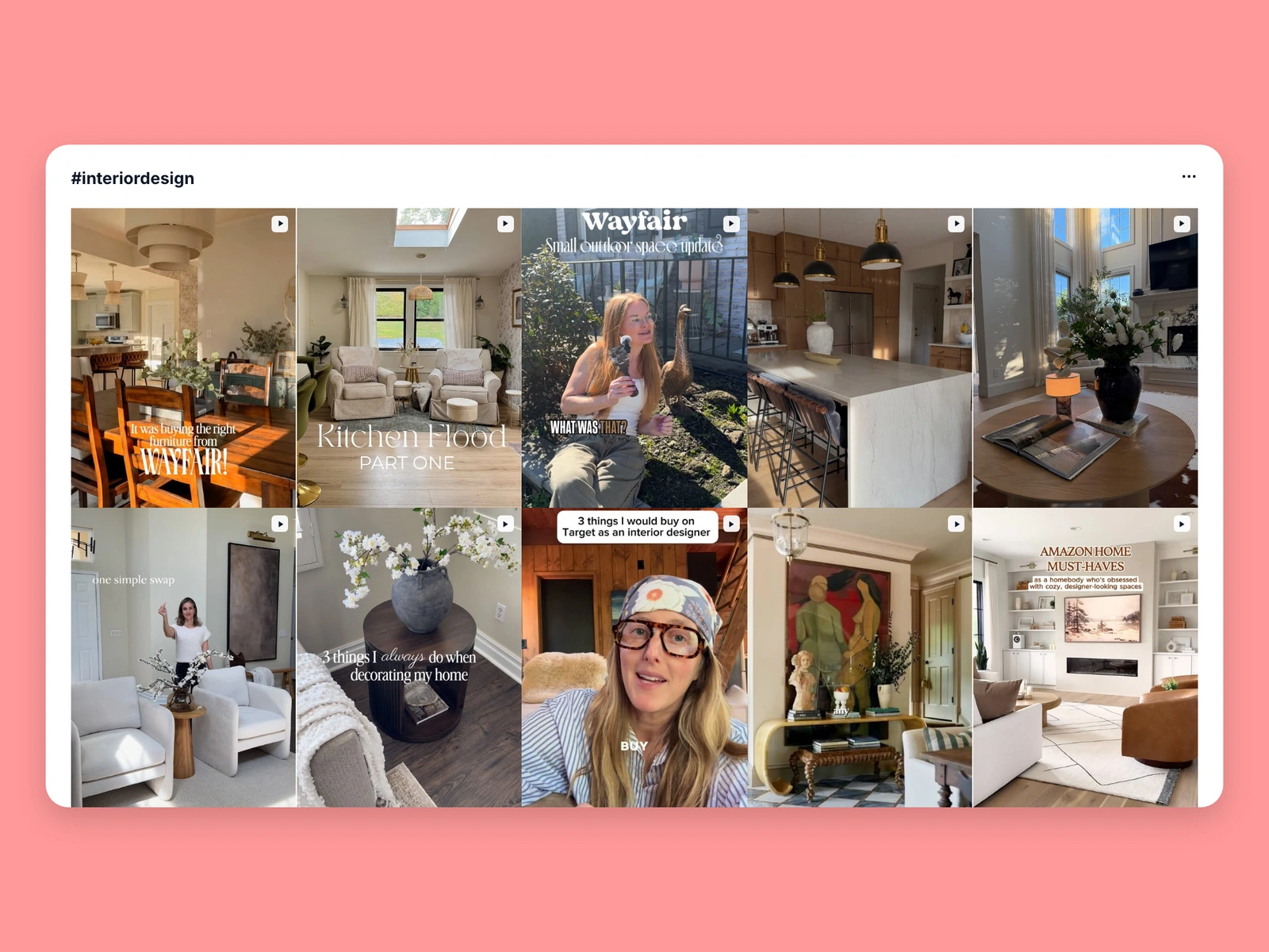 Instagram hashtag results for interior design content