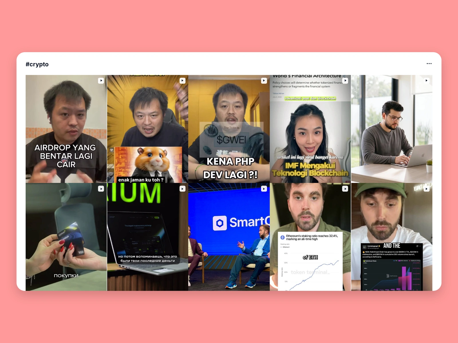 Instagram hashtag results for crypto content