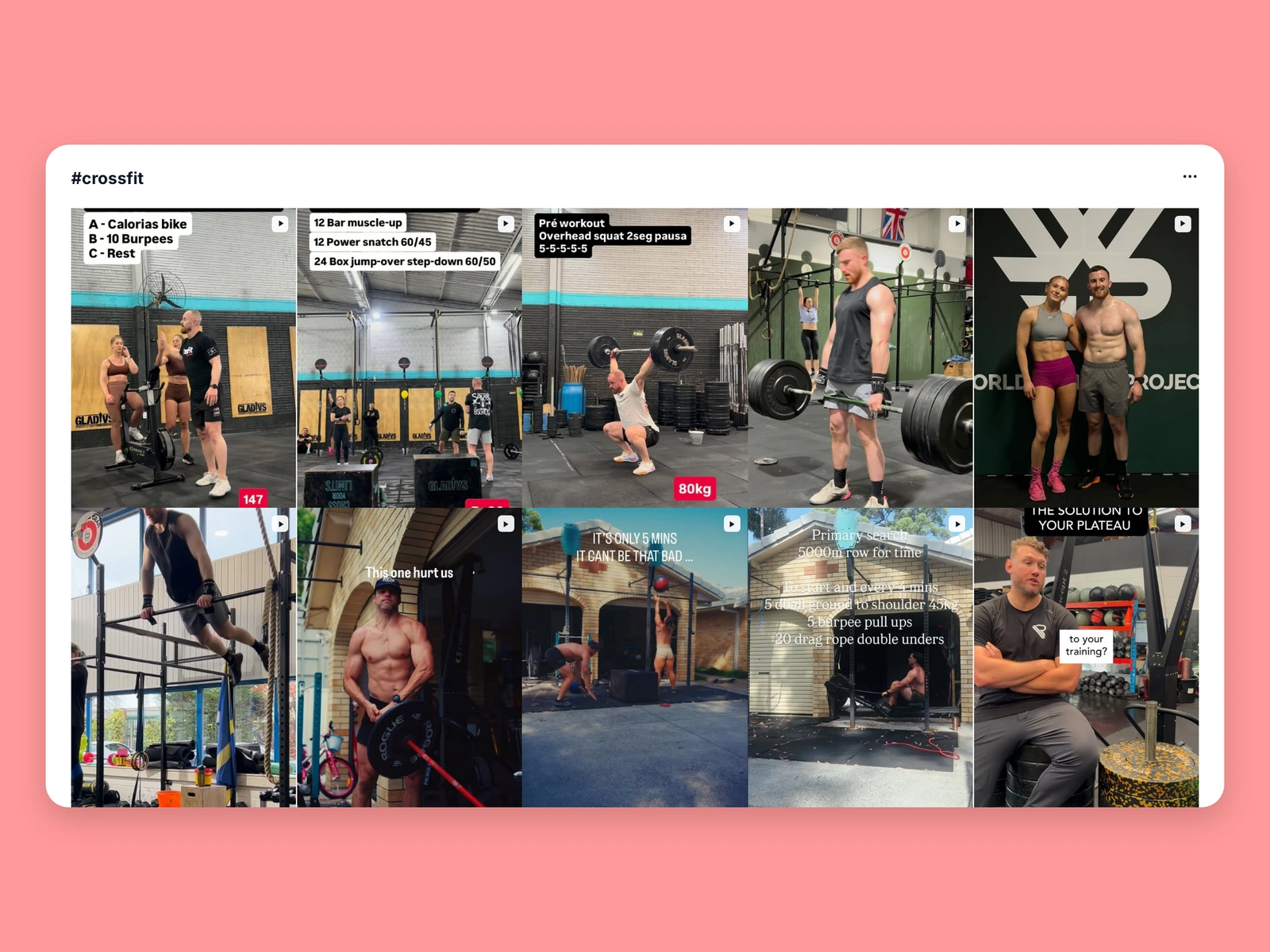 Instagram hashtag results for crossfit content
