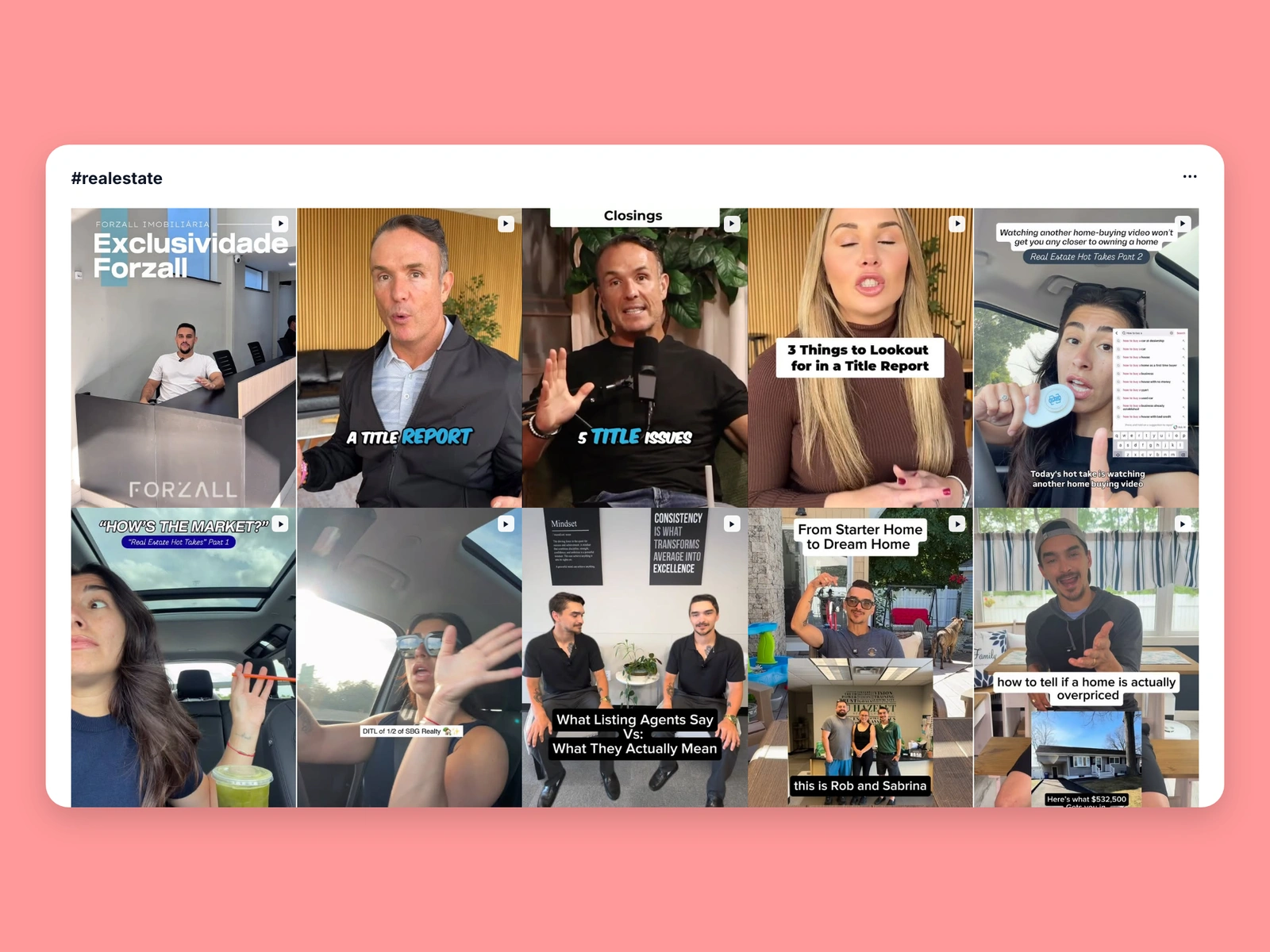 Instagram hashtag results for real estate content