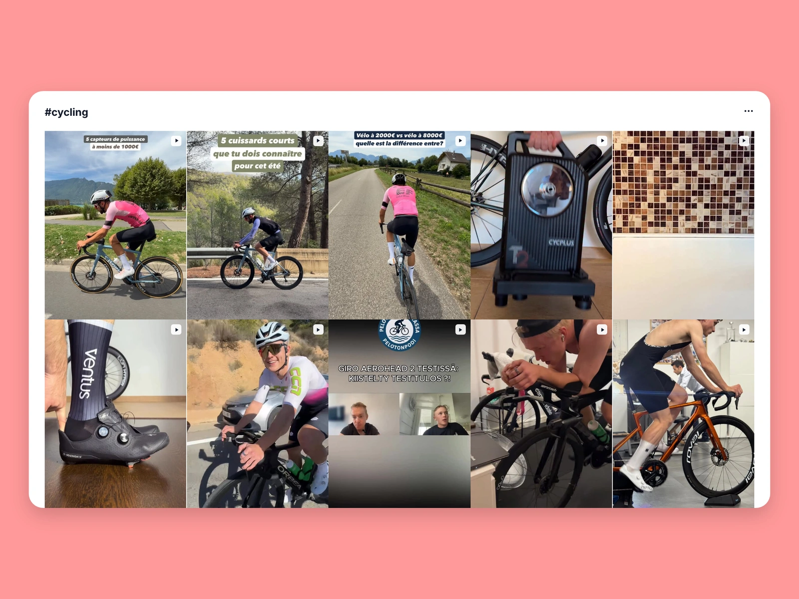 Instagram hashtag results for cycling content