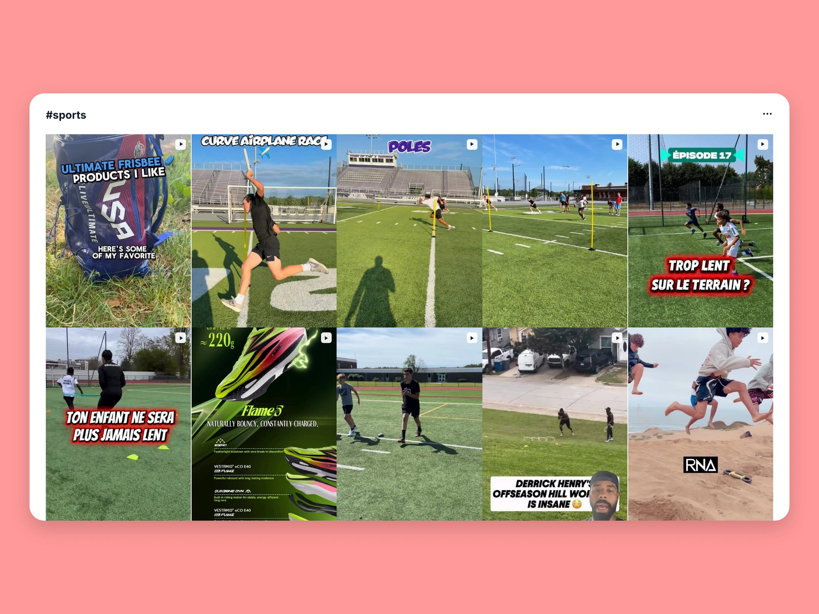 Instagram hashtag results for sports content