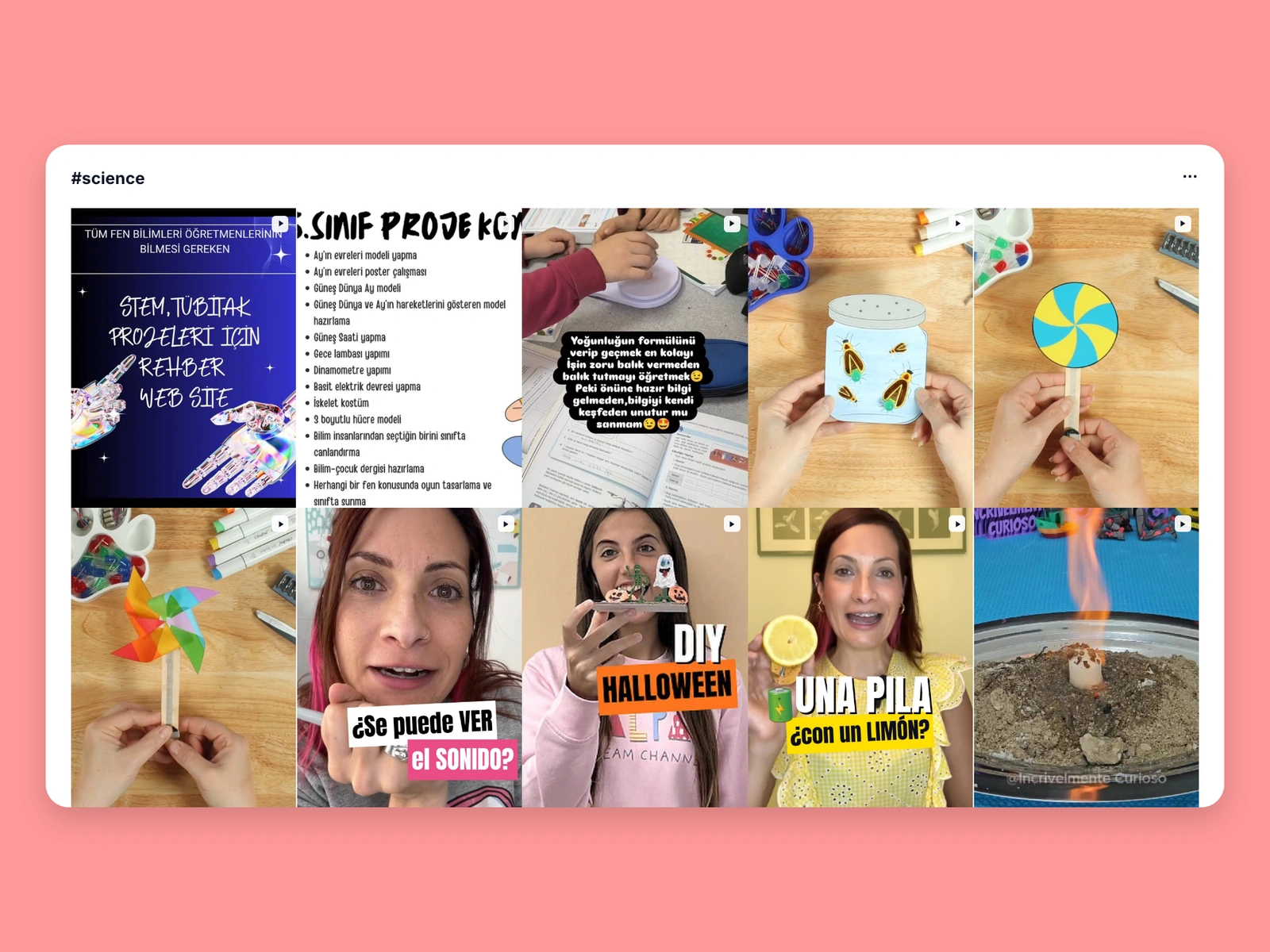 Instagram hashtag results for science content