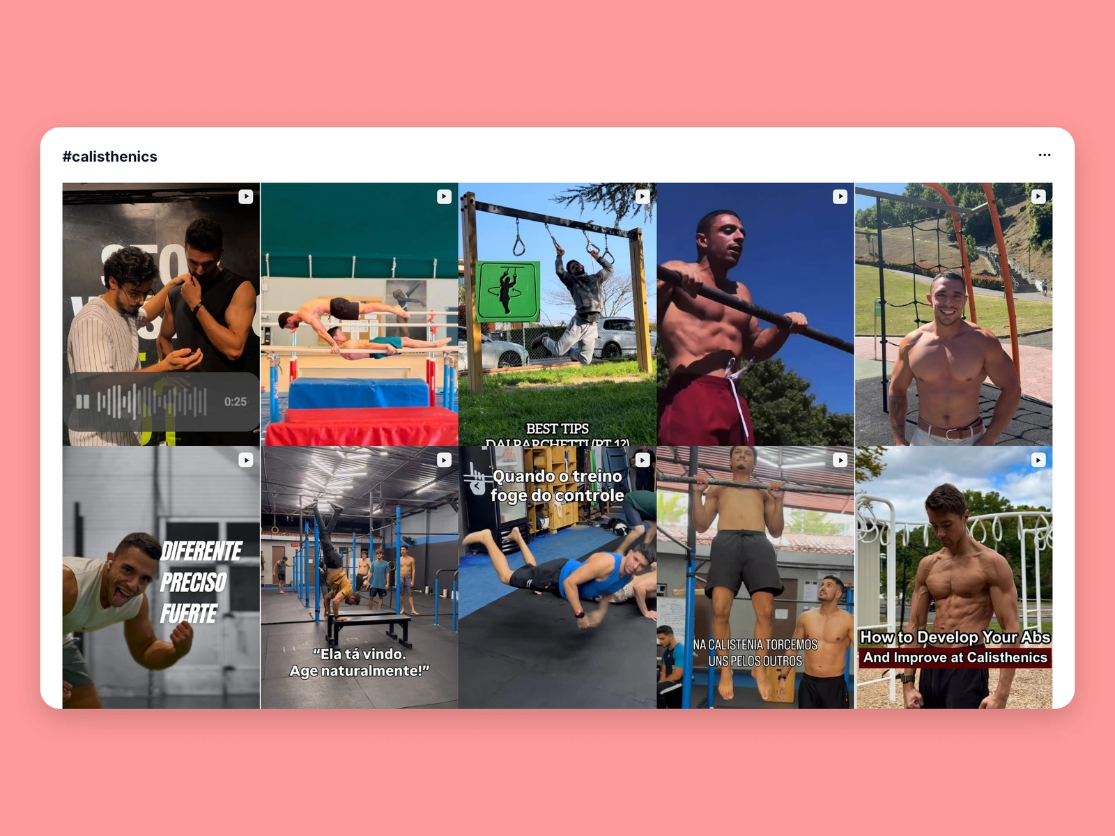 Instagram hashtag results for calisthenics content