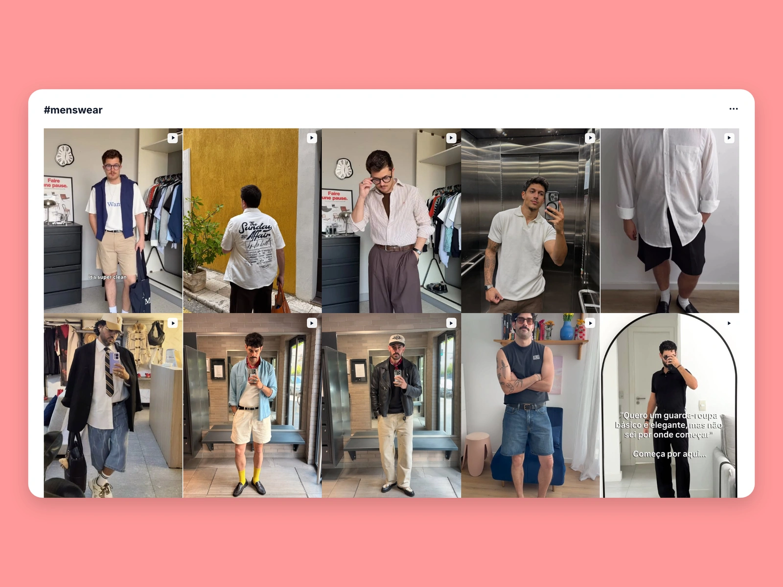 Instagram hashtag results for menswear content