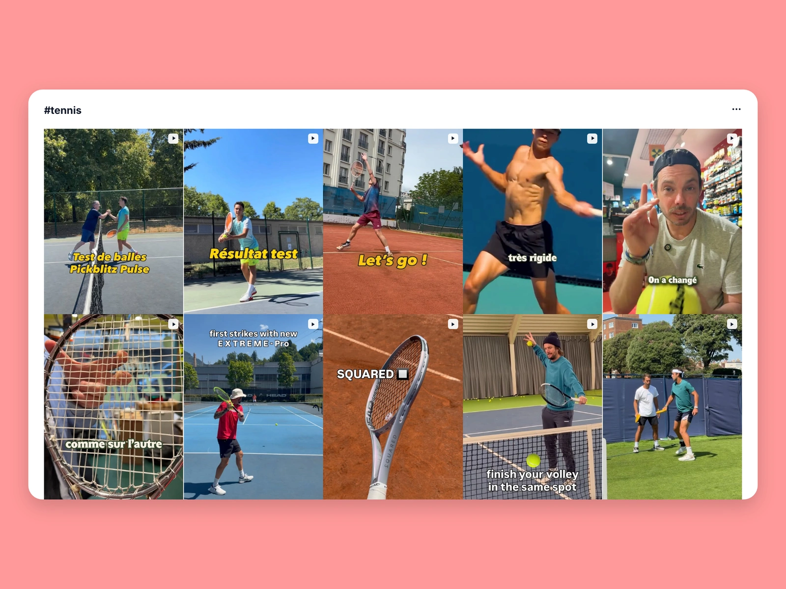 Instagram hashtag results for tennis content