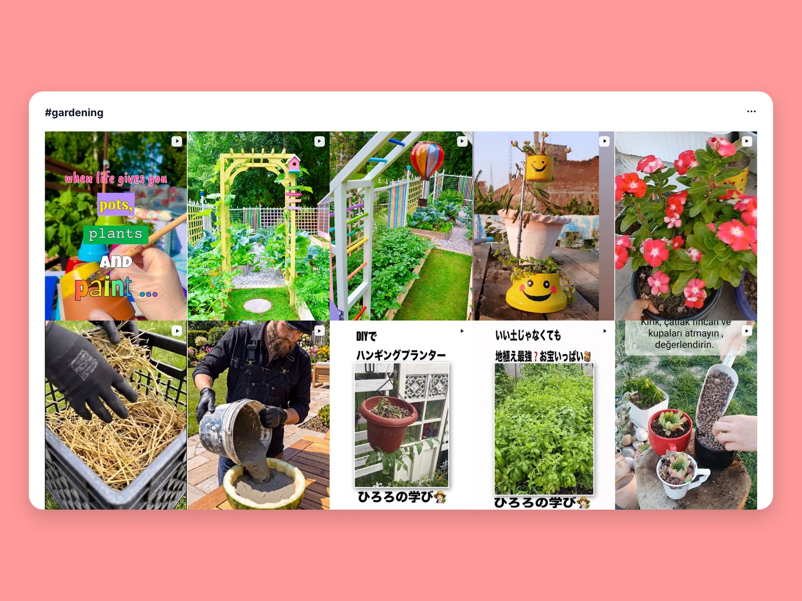 Instagram hashtag results for gardening content