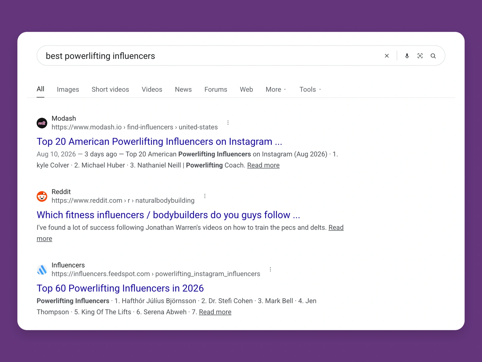 Google results for best powerlifting bloggers