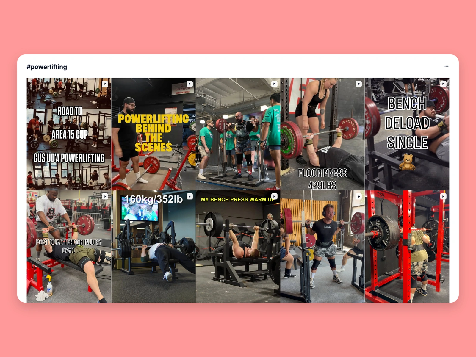 Instagram hashtag results for powerlifting content