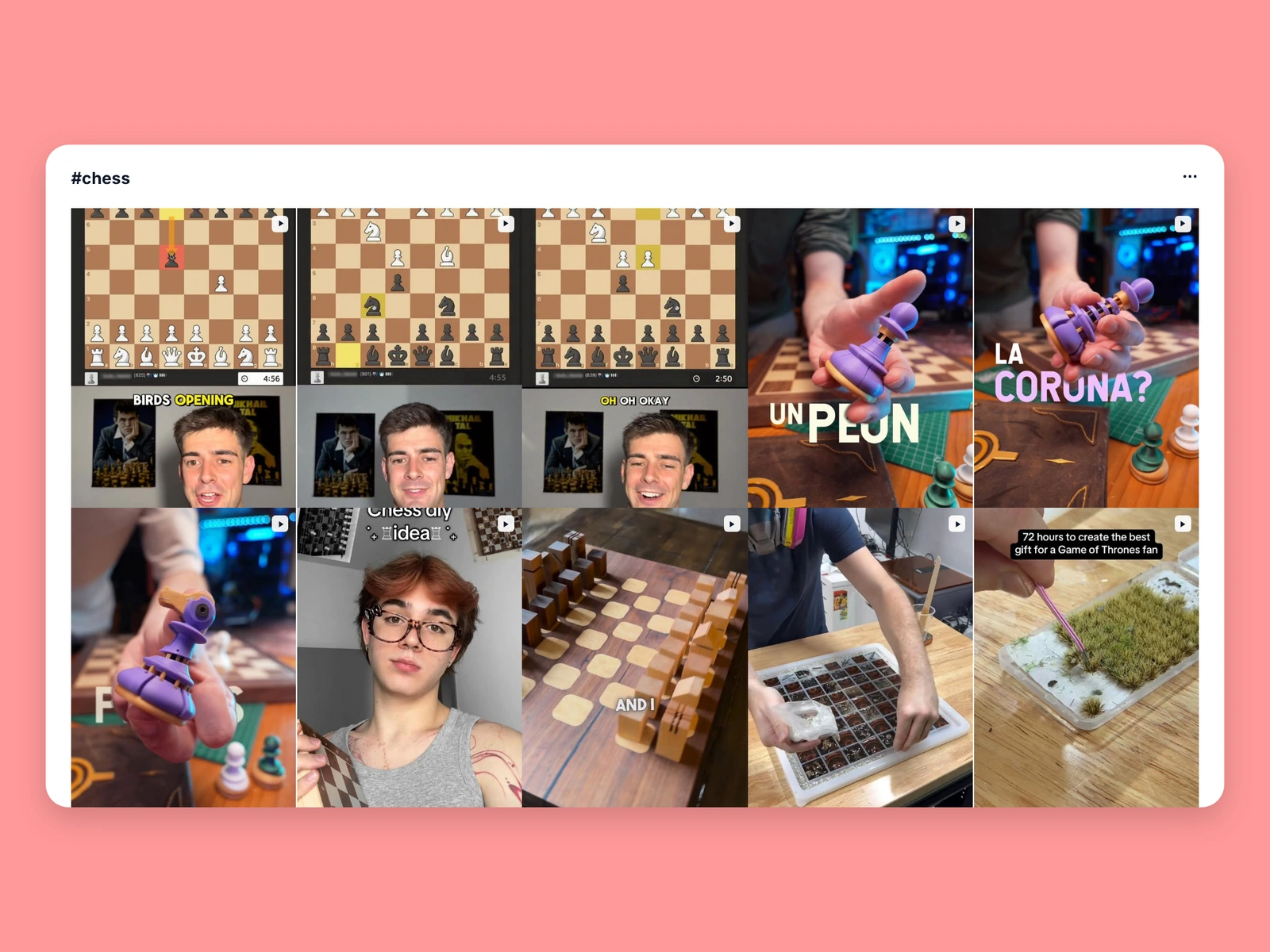 Instagram hashtag results for chess content