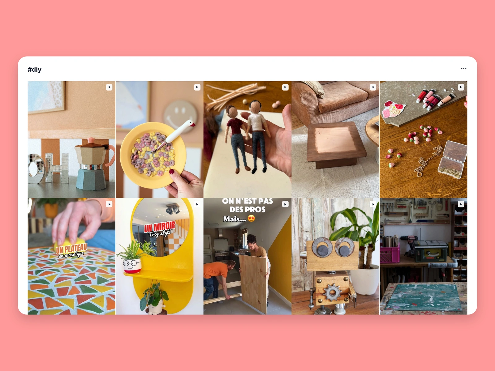 Instagram hashtag results for diy content